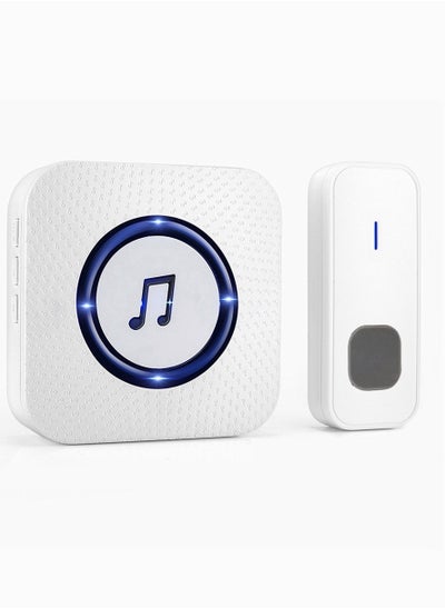 Buy Waterproof Wireless Doorbell Chime Kit with 55 music, Adjustable Volume; , with Sound LED Flash Door Bell for Home (1 Receiver x 1 Push Button) in Saudi Arabia