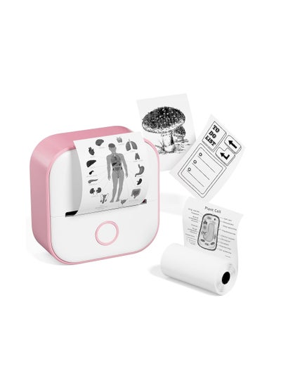 Buy Phomemo Pocket Sticker Printer T02 Mini Pocket Thermal Printer, Wireless Bluetooth Photo Printer for DIY Journal, Notes, Memo, Photo, Mini Receipt Printer Compatible with iOS and Android, Pink in UAE