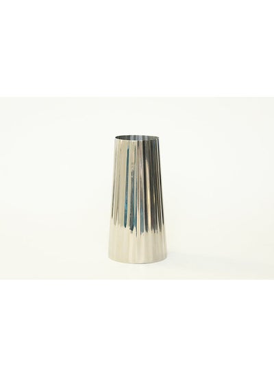 اشتري Bijou Steel Vase 11x11x23cm Silver في الامارات