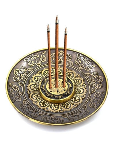 Buy Incense Stick Holder, Brass Incense Burner 9 Incense Holes with Detachable Ash Catcher Retro and Elegant Fragrance Accessories in UAE