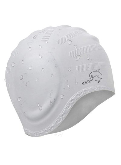Buy Silicone Swim Cap With Ear Protection 3D Waterproof For Adult, Silver in Egypt