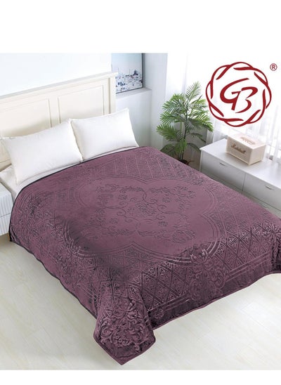 Buy Embossed  Flannel Fleece Blanket Travel Blanket for Bed and Sofas Luxurious Warm and Comfortable Size 220*240 in UAE