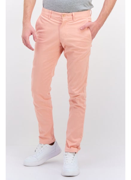 اشتري Men Slim Fit Plain Straight Leg Pants, Orange في الامارات