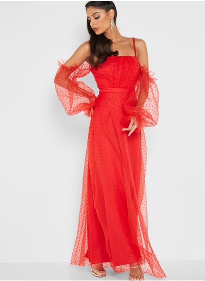 Buy Off-Shoulder Tulle Dress in Saudi Arabia