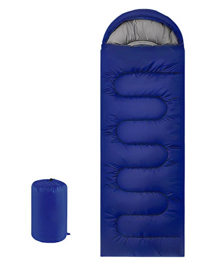 Buy Sleeping Bag Portable Envelope Sleeping Bag Outdoor Adult Waterproof Travel Hiking Ultralight Sleeping Bag with Cap Camping Equipment  Blue 1.3 KG（180+30）* 75cm in Saudi Arabia