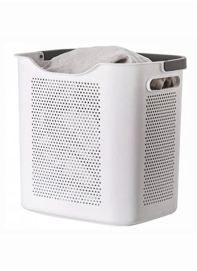 Buy Laundry Basket bag Large Dirty Clothes Basket laundry hamper with handles 50L Toys Storage Bucket Durable, Water Resistant White in Saudi Arabia