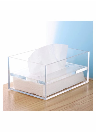 اشتري Acrylic Tissue Dispenser Box Cover Holder Clear Rectangle Napkin Organizer for Bathroom, Kitchen and Office Bedroom في الامارات