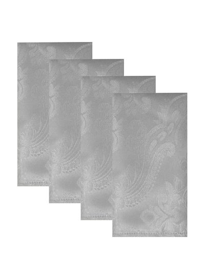 Buy Set of 4 Silver Elegance Damask Table Fabric Napkins Handkerchief Wedding 17 x 17inch in Saudi Arabia