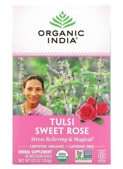 Buy Tulsi Tea Sweet Rose Caffeine Free 18 Infusion Bags 1.01 oz (28.8 g) in UAE