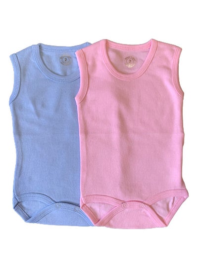 Buy 2 pieces Cotton Bodysuit sleeveless Pink - Baby blue Size 2 in Egypt