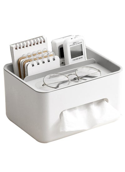 Buy Rectangular Multifunctional Tissue Box Cover Holder with Storage Napkin Tissue Box Holder with Stationery Remote Control Box Decorative Tissue Pen Remote Organizer for Home Office Car Restaurant White in Saudi Arabia