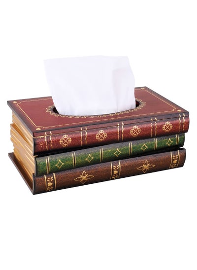 اشتري Handmade Rectangular Paper Towel Box of Classical Vintage Wooden Antique Books في الامارات