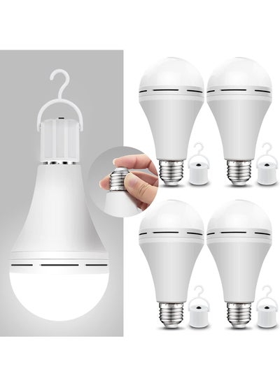 اشتري Emergency Rechargeable Light Bulbs LED 15W 80W Equivalent Stay Light Up When Power Failure 1200mAh Battery Self Charging Emergency Light Bulb for Power Outage Home Camping Tent (4PK Daylight) في الامارات