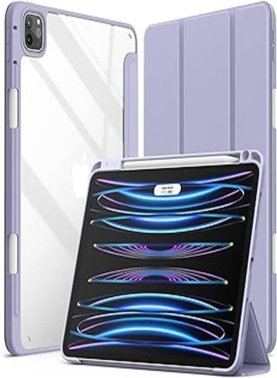اشتري Dl3 Mobilak for iPad Pro 12.9 Case 6th/5th/4th/3rd Generation 2022/2021/2020/2018,Clear Shockproof Back Cover Built-in Pencil Holder,Auto Sleep/Wake (Lavender) في مصر