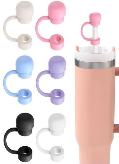 Buy 10PCS Reusable Silicone Straw Covers for Stanley Cup 30 & 40 Oz, Soft Straw Caps with Cute Design – Safe, Durable, and Perfect for 8-10mm Straws in Saudi Arabia