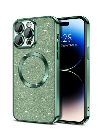 Buy iPhone 13 Pro Case Clear Magnetic Glitter Phone Cases [Compatible with MagSafe] Full Camera Lens Protector Slim Gradient Sparkle Luxury Plating Shockproof Protective Cover Women in UAE