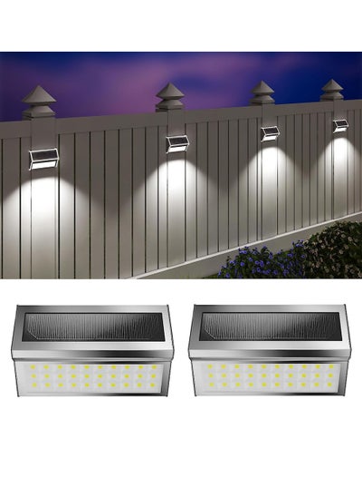 Buy Solar Outdoor Deck Lights, 30LED Fence Solar Step Outside Lights Waterproof,Stainless Steel Outdoor Stair Fence Porch Lights Lamp Solar Powered Outdoor Lighting for Wall Garden Pool（ 2 Pack Cold White in Saudi Arabia