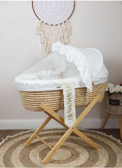 Buy Moses Basket Cradle with Foldable Wooden Stand in Saudi Arabia