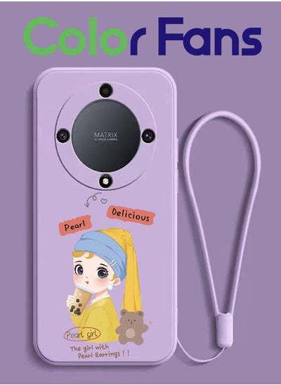 اشتري Case for Honor X9A 5G 6.67 inch Silicone Milk Tea Girl Pattern Cover Soft Purple في السعودية