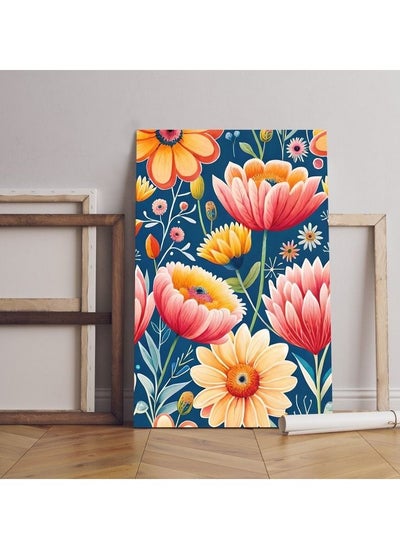 Buy Home Gallery seamless pattern with watercolor flowers Printed canvas wall art in Egypt