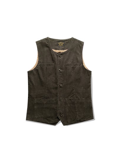 اشتري 1 x 5 pcs OKONKWO Autumn Winter Corduroy Vest Retro Multi-Pocket 2401 Brown في السعودية