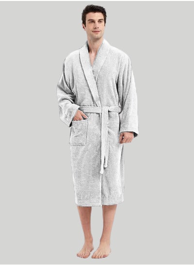 Buy Pure Egyptian Cotton Bathrobe, Multi-Size, with Side Pockets and Drawstring in Saudi Arabia