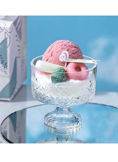 Buy Ice Cream Luxury Crystal Glass Jar Soy Wax Scented Candle PINK in UAE