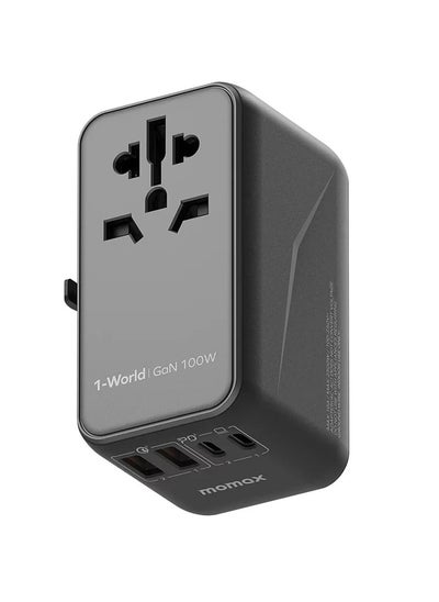 اشتري MOMAX 1WORLD 100W GAN 4 PORTS AC TRAVEL CHARGER- Black في مصر