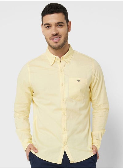 Buy Men Yellow Slim Fit Casual Cotton Shirt in Saudi Arabia