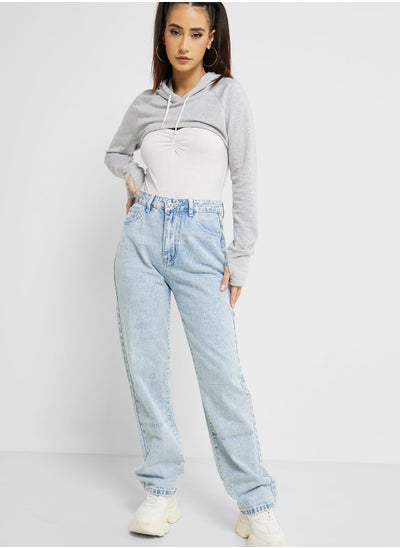 Buy High Waist Straight Jeans in UAE