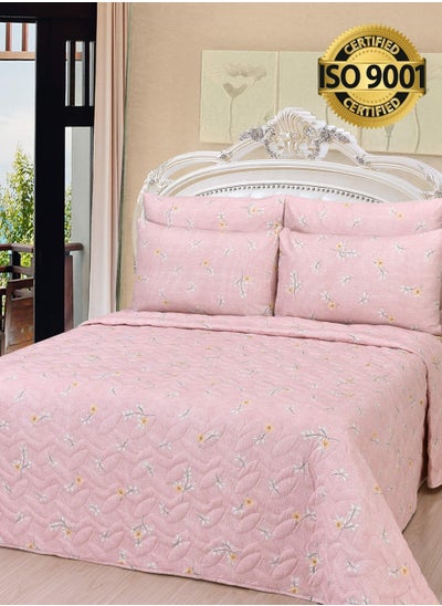 Buy 6Piece Microfiber Floral Bedspread Set Fits 200 x 200 cm Double Size Bed King Size Compressed Comforter Set Elmira Series in Saudi Arabia