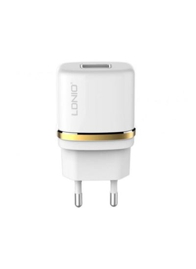 اشتري DL-AC50 High Quality EU Plug AC Adapter With USB Slot With Lightning USB Charging Cable - White في مصر