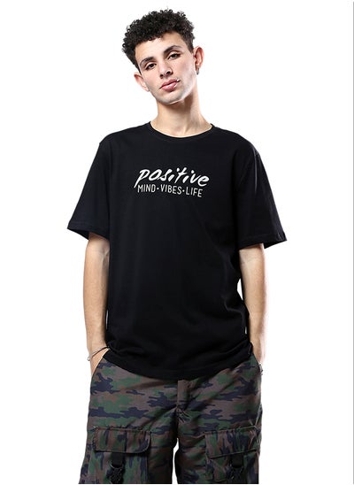 Buy Slip On Black Printed "Positive" Tee in Egypt