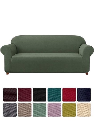 Buy Four Seater Exquisitely Full Coverage Sofa Cover Green 235-300cm in UAE