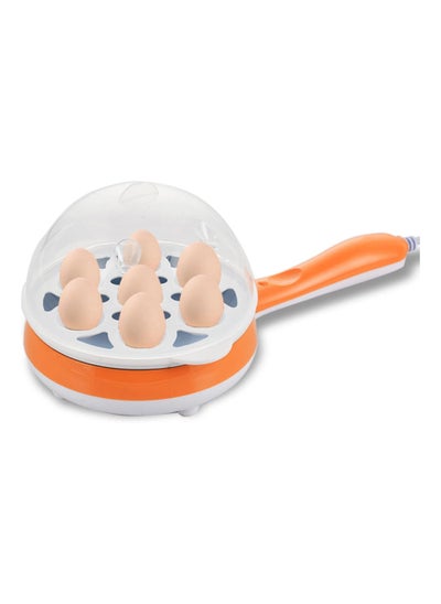 Buy 3 in 1 Multifunctional Egg Boiler Boiler Boiler Boiled Egg Poacher 7 Eggs Mini Electric Frying Pan for Cooking, Food Leveling, Grilling (Orange) in Egypt