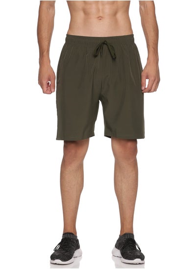 Buy Men's Polyester Solid Sports Casual Shorts Olive Green in UAE