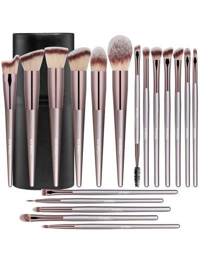 Buy Makeup Brush Set 18 Pcs Premium Synthetic Foundation Powder Concealers Eye shadows Blush Makeup Brushes Champagne Gold Cosmetic Brushes in UAE