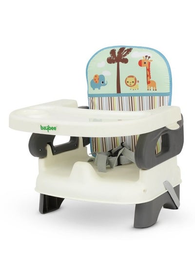 Buy Baybee Booster Seat for Feeding Baby Food Chair with Removable Dining Tray Comfortable Folding Seat 3 Point Safety Harness for Toddlers up to 3 Years Grey in UAE