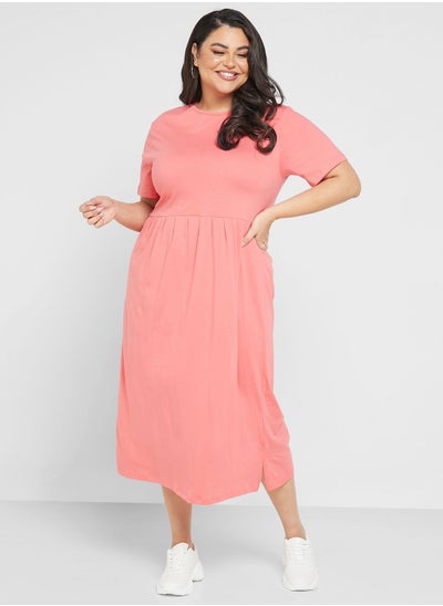 Buy Pleated T-Shirt Midi Dress in UAE