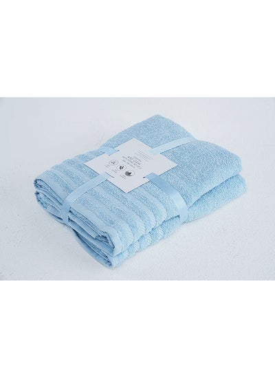 Buy Essential 2 Pieces Bath Towel Set 70x130cm - Sky Blue in UAE