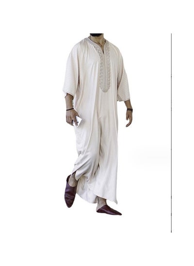 Buy Hot Model Men's Embroidered Youth Long Robe Men in Saudi Arabia