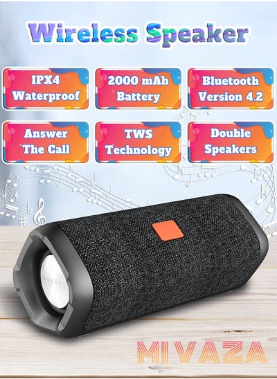 Buy Wireless Bluetooth Speaker - Portable Mini Speaker With 2000mAh Battery - Subwoofer - TWS Stereo Sound - IPX4 Waterproof - Support TF Card in Saudi Arabia