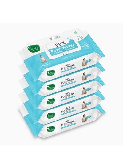 Buy 99% Pure Water Baby Wipes Pack Of 5 (40 X 5 Wipes) ; Travel Friendly Pack Made With Plant Based Fabric in Saudi Arabia