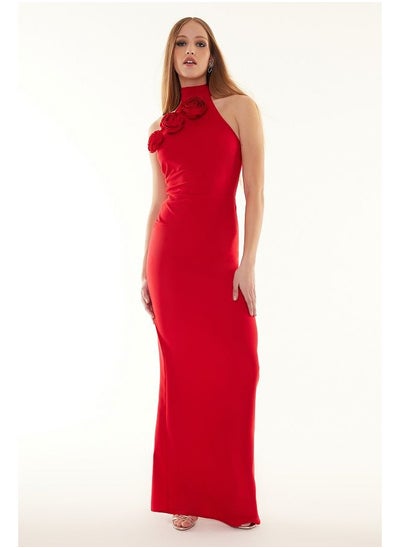 Buy Red Woven Elegant Evening Dress TPRSS24AE00011 in Egypt