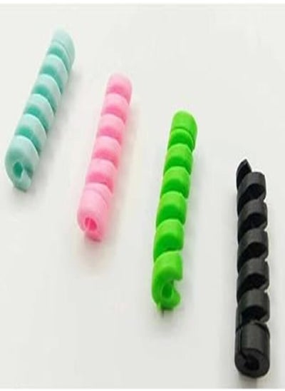 اشتري 4 Pieces Silicone Spiral Protector For Charger Cable Protect Your Headphone! - Different Colors في مصر