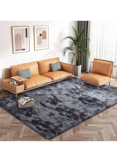 Buy Soft Rugs Fluffy Carpets Tie-Dye Rugs for Living Room Bedroom Nursery Home Decor Non-Slip Machine Washable Carpet Home Decorative Carpet 100x160 cm Dark Gray in UAE