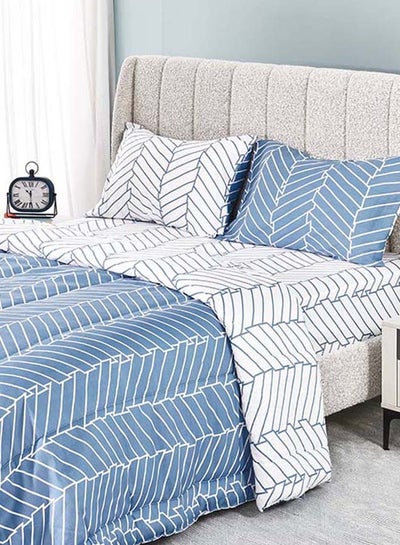Buy Chevron Comforter and Pillowcase Set, Tranquil Blue & White - 230x220 cm in UAE