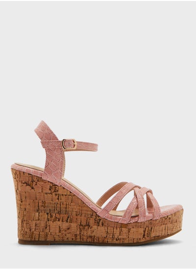 اشتري Croc Effect Strappy Wedge Sandal في الامارات