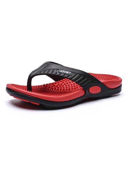 Buy Breathable Size 47 Mens Flip-Flops with Massage SoleRed Red in UAE