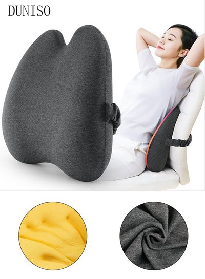 Buy Lumbar Support Pillow for Office Chair Back Support Pillow for Car, Computer, Gaming Chair, Recliner Memory Foam Back Cushion for Back Pain Relief Improve Posture with Cover and Adjustable Straps in UAE